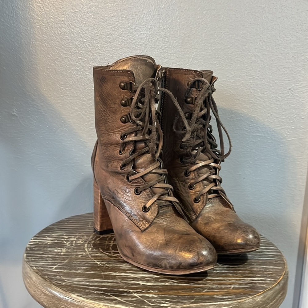 Freebird By Steven Hollis Lace Up Leather Heeled Boots - Picture 6 of 13